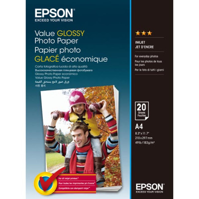 Epson Value Glossy Photo Paper, foto papír, lesklý, bílý, A4, 200 g/m2, 20 ks, C13S400035, inkoustový