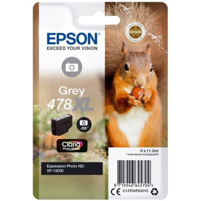 Originální inkoust Epson T04F6 (C13T04F64010, 478XL), šedý, 10,2 ml, XL