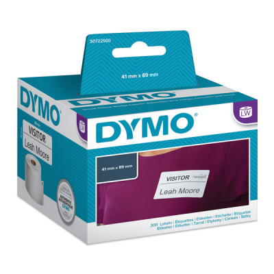 Dymo papírové štítky 89mm x 41mm, bílé, na jmenovky, 300 ks, 11356, S0722560