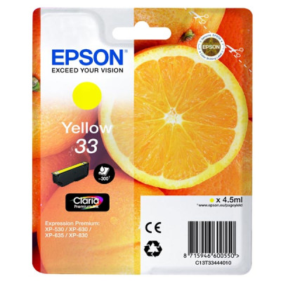 Originální inkoust Epson T3344 (C13T33444010, T33), žlutý, 4,5 ml