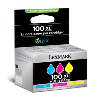 Originální inkoust Lexmark 14N0850XL (#100), CMY, 3 × 600 stran, 3-pack