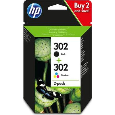 Originální inkoust HP X4D37AE (302), černý/barevný, 190 stran černá, 165 stran barevná, 2-pack