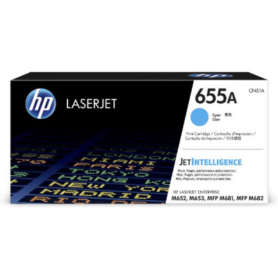 Originální toner HP CF451A (655A), azurový, 10500 stran