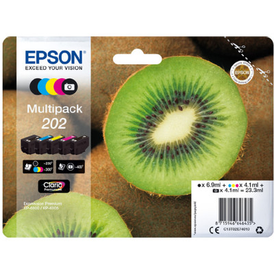 Originální inkoust Epson T02E7 (13T02E74010, 202), CMYK, 1 x 6,9 ml, 4 x 4,1 ml, 5-pack