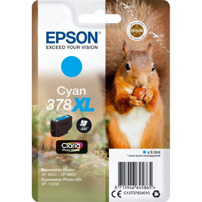 Originální inkoust Epson T3792 (C13T37924010, 378XL), azurový, 9,3 ml, XL