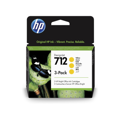 Originální inkoust HP 3ED79A (712), žlutý, 3 x 29 ml, 3-Pack