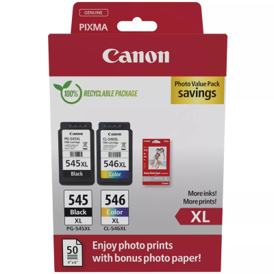 Originální inkoust Canon PG-545XL/CL-546XL (8286B011), černý/barevný, 400/300 stran (15 / 13 ml), XL Multipack