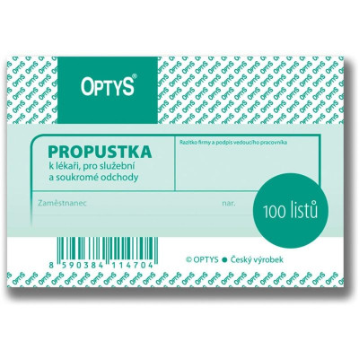 Propustka Optys, A7, 100 listů