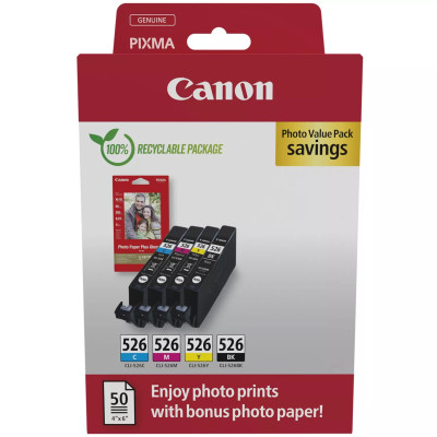 Originální inkoust Canon CLI-526 (4540B019), CMYK, 4-pack