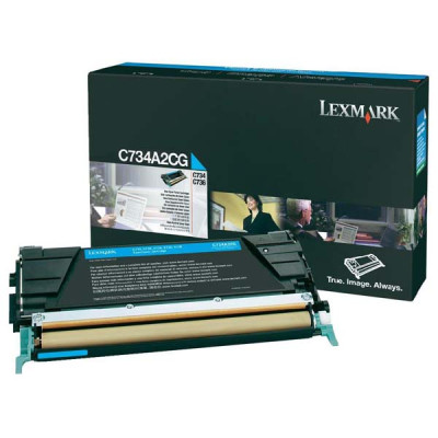 Originální toner Lexmark C734A2CG, azurový, 6000 stran