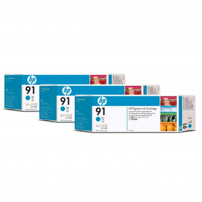 Originální inkoust HP C9483A (91), azurový, 3 × 775 ml, 3-pack