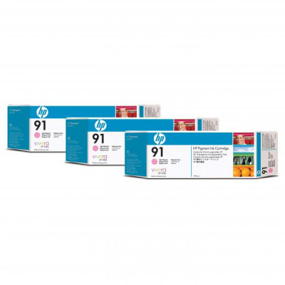 Originální inkoust HP C9487A (91), světle purpurový, 3 × 775 ml, 3-pack