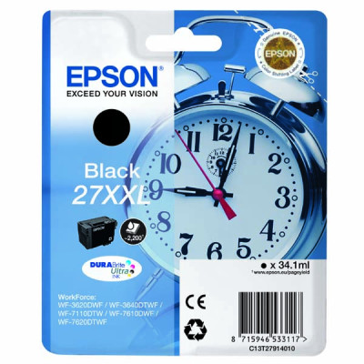 Originální inkoust Epson T2791 (C13T27914012, 27XXL), černý, 34,1 ml