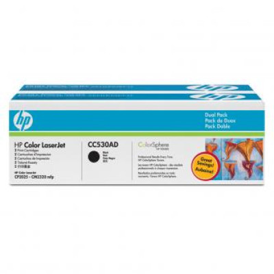 Originální toner HP CC530AD (304A), černý, 2 × 3500 stran, 2-pack