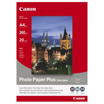 Canon Photo Paper Plus Semi-Glossy, foto papír, pololesklý, saténový, bílý, A4, 260 g/m2, 20 ks, SG-201 A4, inkoustový