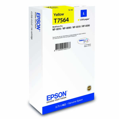 Originální inkoust Epson T7564L (C13T756440), žlutý, 1500 stran (14 ml)