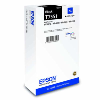 Originální inkoust Epson T7551XL (C13T755140), černý, 5000 stran (100 ml)