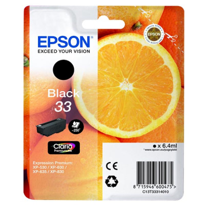 Originální inkoust Epson T3331 (C13T33314010, T33), černý, 6,4 ml