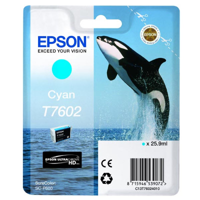 Originální inkoust Epson T7602 (C13T76024010), azurový, 25,9 ml