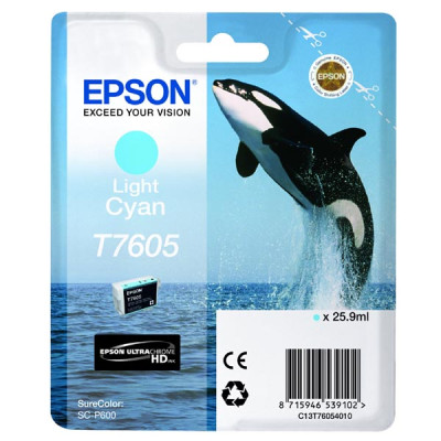 Originální inkoust Epson T7605 (C13T76054010), světle azurový, 25,9 ml