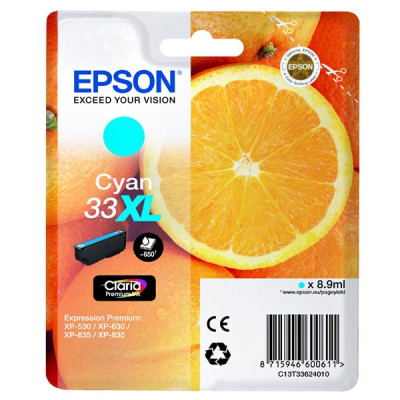 Originální inkoust Epson T3362 (C13T33624010, T33XL), azurový, 8,9 ml