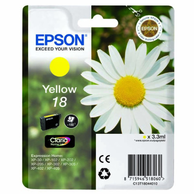 Originální inkoust Epson T1804 (C13T18044010), žlutý, 3,3 ml