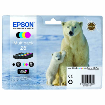 Originální inkoust Epson T2616 (C13T26164010), CMYK, 3 × 4,5 + , 4-pack