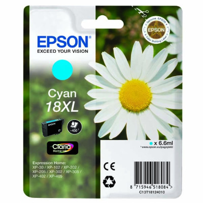 Originální inkoust Epson T1812 (C13T18124012, 18XL), azurový, 6,6 ml